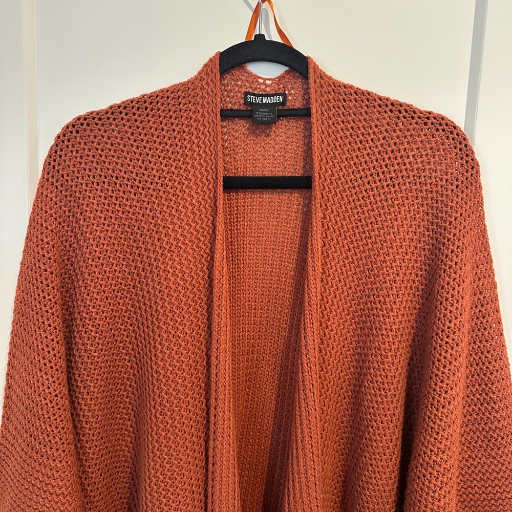 Rust Open Front Knit Cardigan - Picture 3 of 4